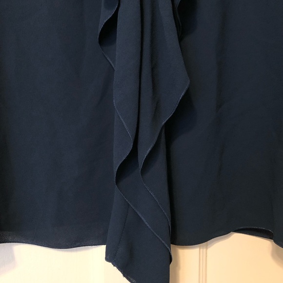 LANVIN Navy Sleeveless Blouse With Ruffles, Size 38 (m), Excellent Condition - Picture 5 of 6